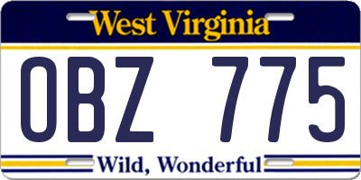 WV license plate OBZ775