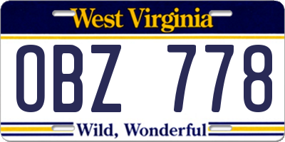 WV license plate OBZ778