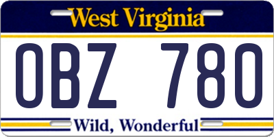 WV license plate OBZ780