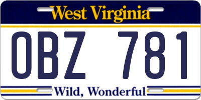WV license plate OBZ781