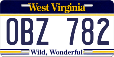 WV license plate OBZ782