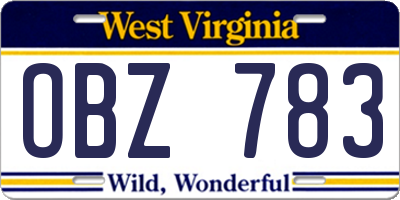 WV license plate OBZ783