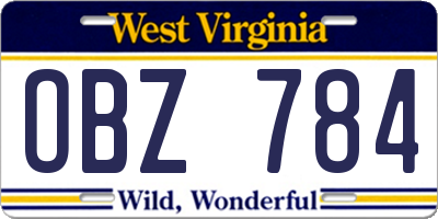 WV license plate OBZ784