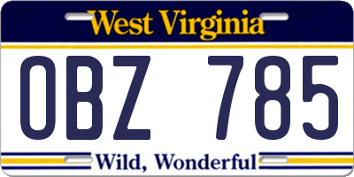 WV license plate OBZ785