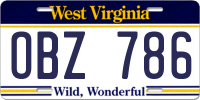 WV license plate OBZ786