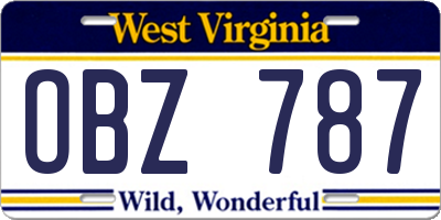 WV license plate OBZ787