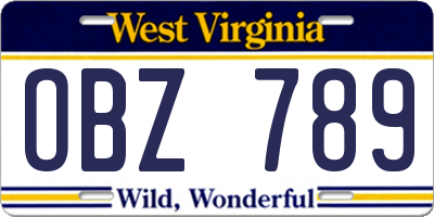 WV license plate OBZ789