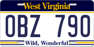 WV license plate OBZ790
