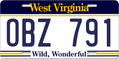 WV license plate OBZ791