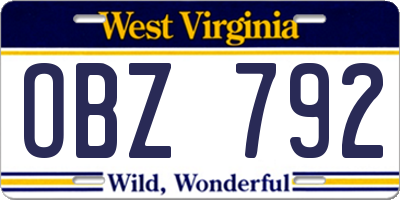 WV license plate OBZ792