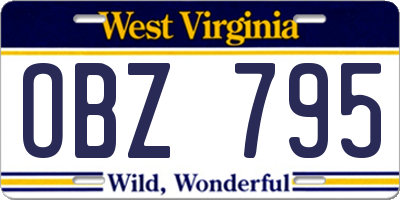 WV license plate OBZ795
