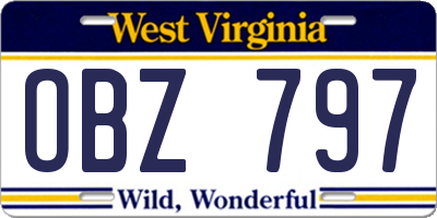 WV license plate OBZ797