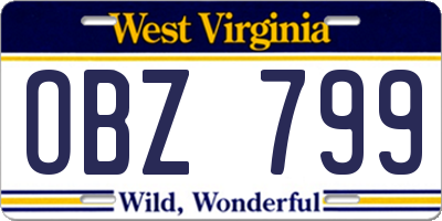 WV license plate OBZ799