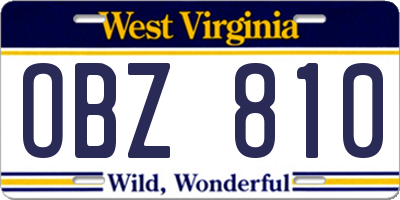 WV license plate OBZ810
