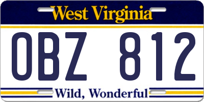 WV license plate OBZ812