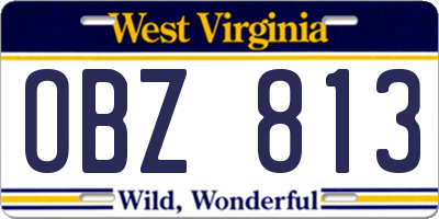 WV license plate OBZ813