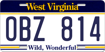 WV license plate OBZ814