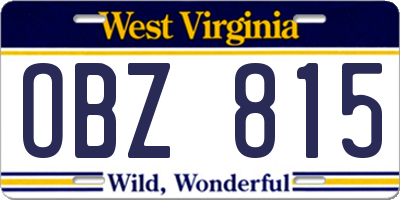WV license plate OBZ815