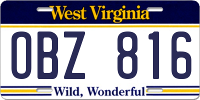 WV license plate OBZ816