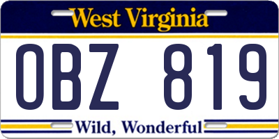 WV license plate OBZ819