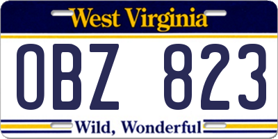 WV license plate OBZ823