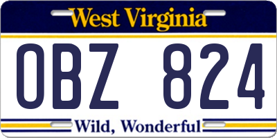 WV license plate OBZ824