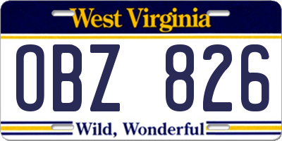 WV license plate OBZ826