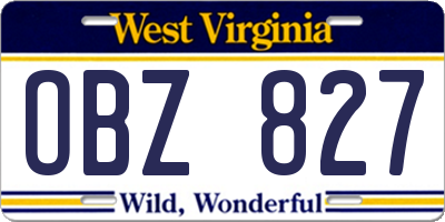 WV license plate OBZ827