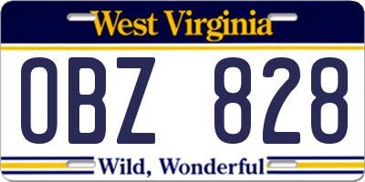 WV license plate OBZ828