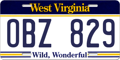 WV license plate OBZ829