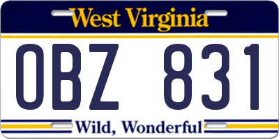 WV license plate OBZ831