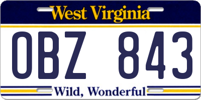 WV license plate OBZ843
