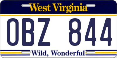 WV license plate OBZ844