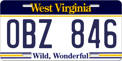 WV license plate OBZ846