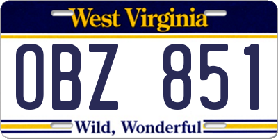 WV license plate OBZ851