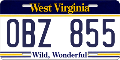 WV license plate OBZ855