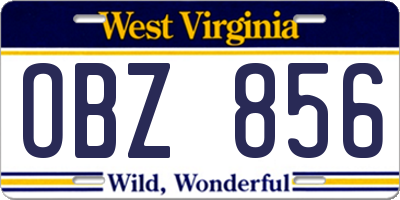 WV license plate OBZ856