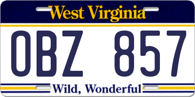 WV license plate OBZ857