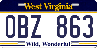 WV license plate OBZ863