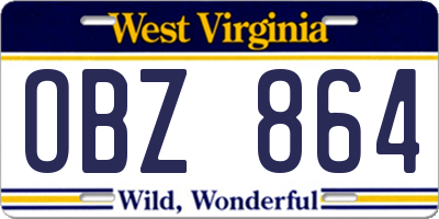 WV license plate OBZ864