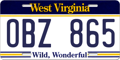 WV license plate OBZ865