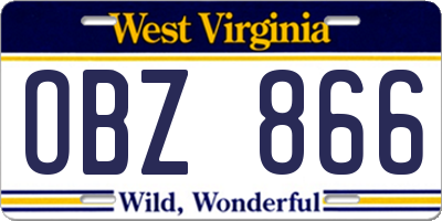 WV license plate OBZ866