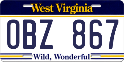 WV license plate OBZ867