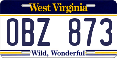 WV license plate OBZ873