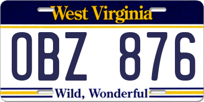 WV license plate OBZ876