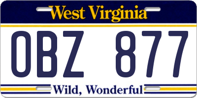 WV license plate OBZ877
