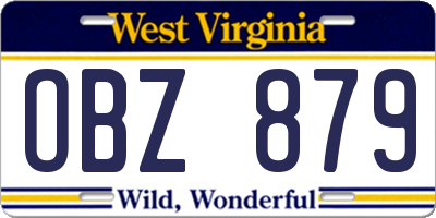 WV license plate OBZ879