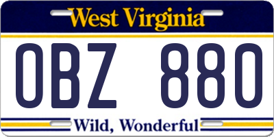 WV license plate OBZ880