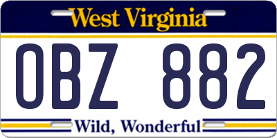 WV license plate OBZ882