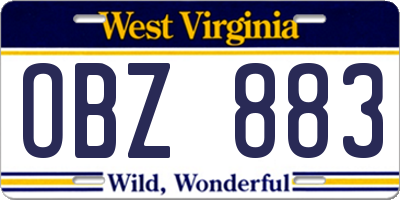 WV license plate OBZ883